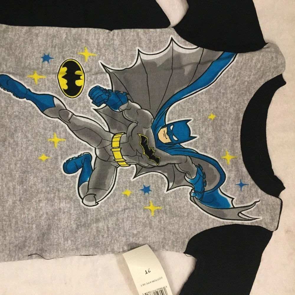 DC Comics Batman Pajama Set Toddler‎ Boys 2T Gray Black NEW NWT 2pc Cotton PJs